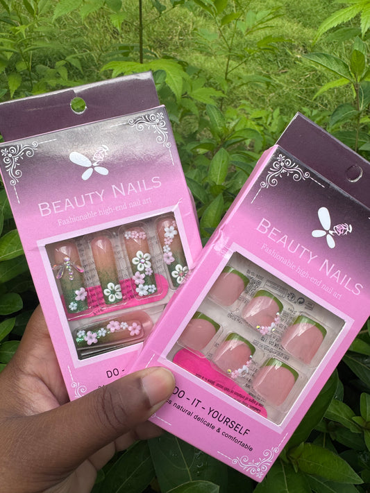 3D Flower Coffin Nail & Toenail Set