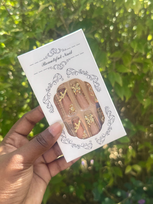 Leopard Print French Style Nails Set
