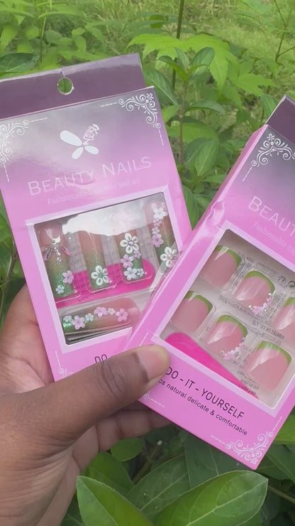 3D Flower Coffin Nail & Toenail Set
