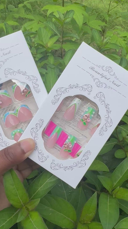 Summer Mint Blue Green Nails & Toenails Set